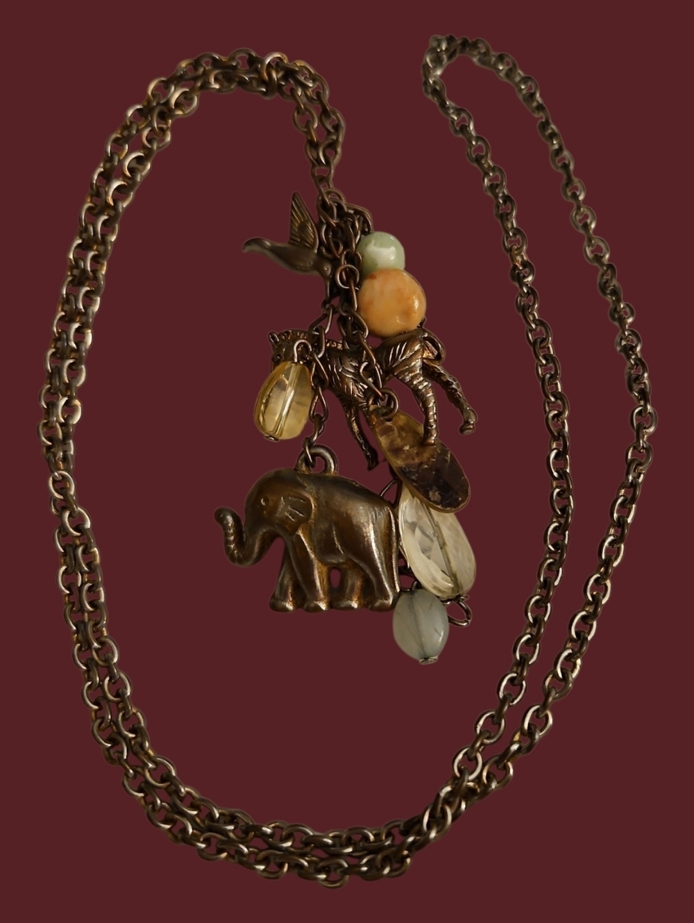 Vintage Animal Charm Long Chain Necklace